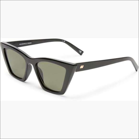 Gold-Tone Logo Emblem Sunglasses, Cateye Frame, Soft Case Included Luxe Rimless Cat Eye Sunglasses Gold Polarized Shades main image 2